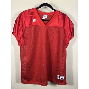 Vintage 90s Y2K Russell Athletic Blank Red Mesh Football Jersey Adult XL (O)